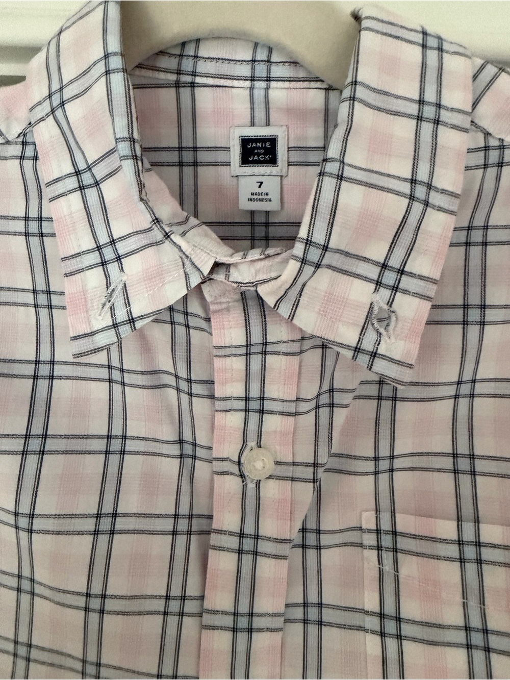 Janie and Jack Pink and Navy Plaid Button-Down Shirt